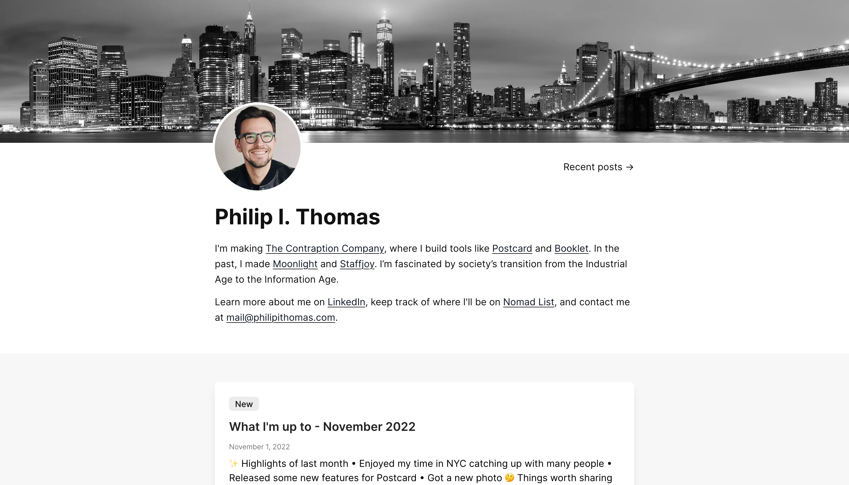 Postcard used on philipithomas.com